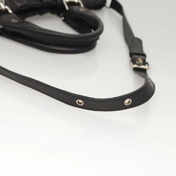 CELINE Hand Bag Leather 2way Black Silver Auth - Picture 11 of 16